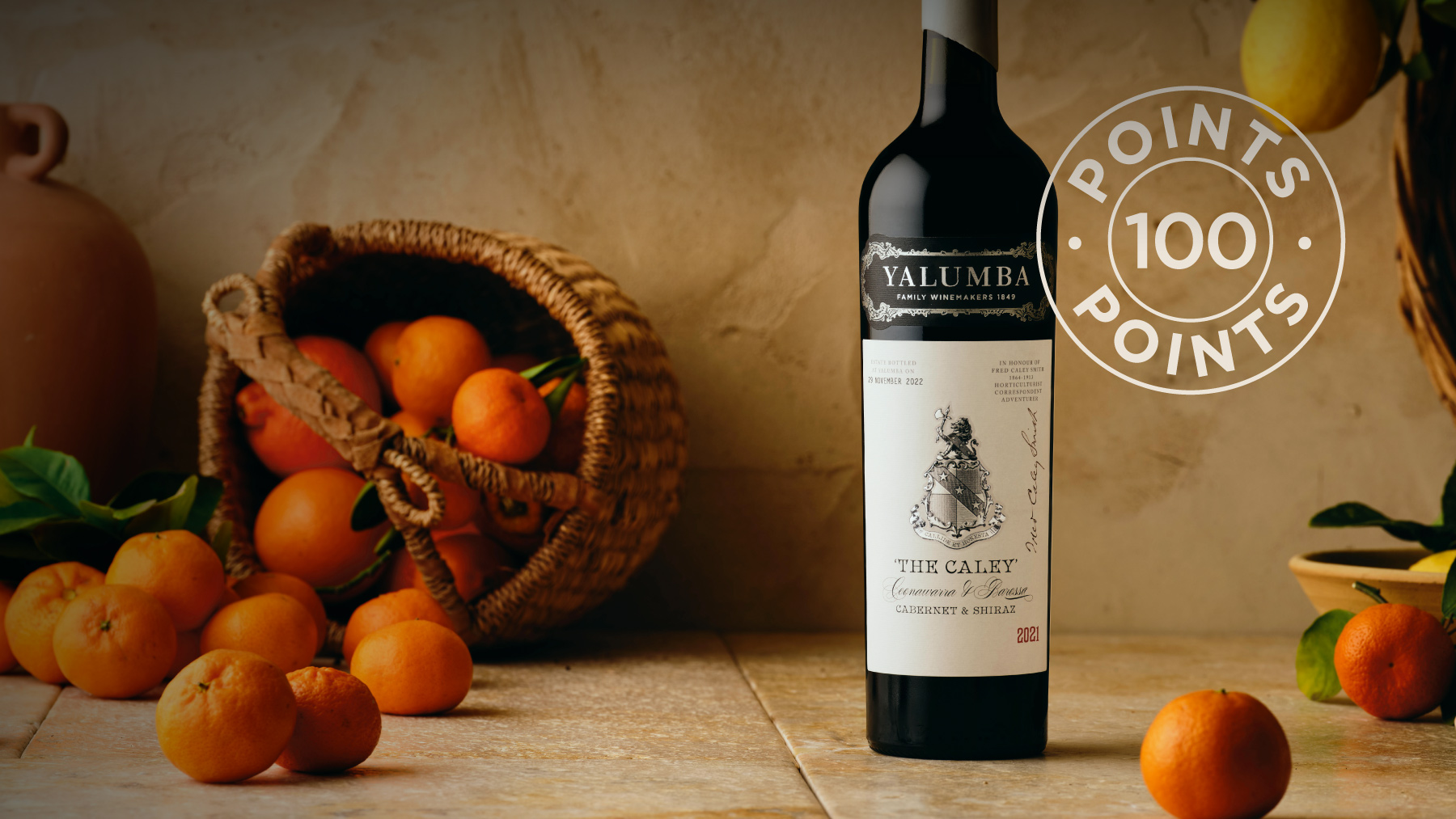 a bottle of Yalumba The Caley, Awarded 100 Points by Tyson Stelzer